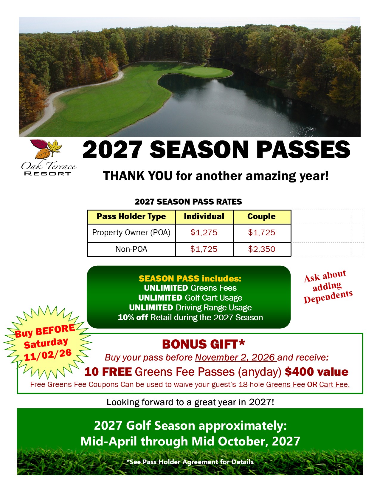 2027 Season Passholder Rates Early Bird7